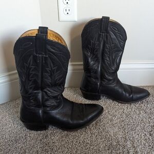 Nocona Vintage Black Leather Style 4757 Western Cowboy Boots Mens 7D Vintage Nocona Cowboy Boots: Black Leather Western Stitch  main image 3